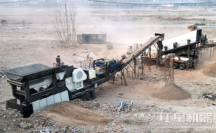聯(lián)機(jī)生產(chǎn)：移動(dòng)鄂式破碎機(jī)+移動(dòng)反擊式破碎機(jī)