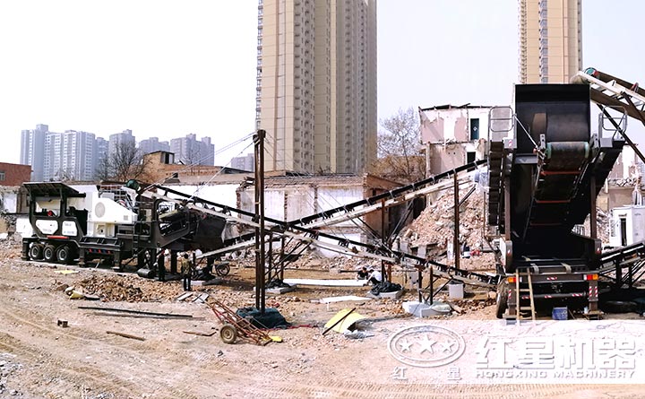 流動式建筑垃圾碎沙機客戶現場